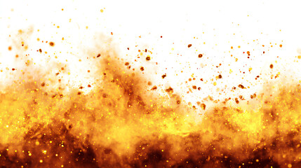 Fire and sparks background glowing yellow and orange flames with floating embers white background