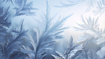 Frost ice window snowflake pattern cold texture on a white background