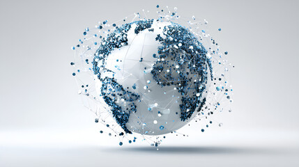 Global earth network concept with international business internet ICT IoT and digital transformation theme, stock illustration on a white background