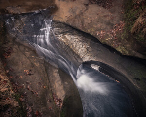 A waterfall in Hocking Hills during winter