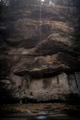 A waterfall in Hocking Hills during winter