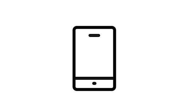 Smartphone UI line animation. Minimalist smartphone icon for mobile technology, app interface design, cellular communication, and handheld digital device concepts.