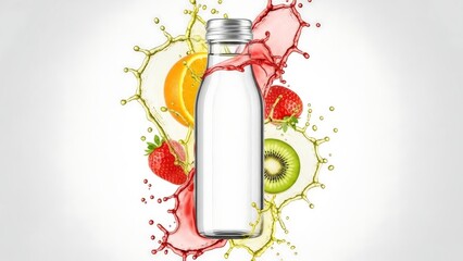 Fresh fruit infused water bottle illustration.