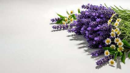 Fresh bouquet of lavender and daisies.