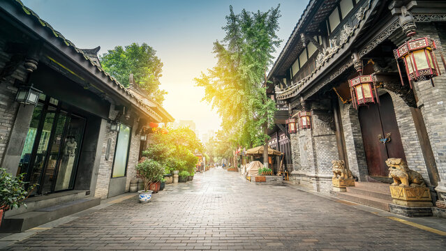 Ancient Alleyway with Traditional Chinese Architecture - Powered by Adobe