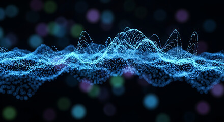 Blue Waveform Network Structure Digital Data.