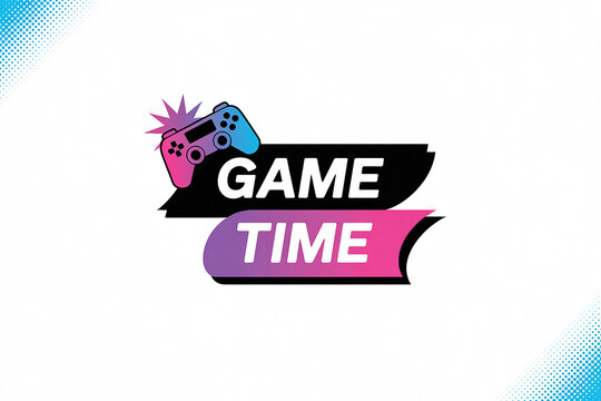 Gaming Controller Graphic with Gradient Text GAMETIME Keywords: game, time, controller, joystick, video, game