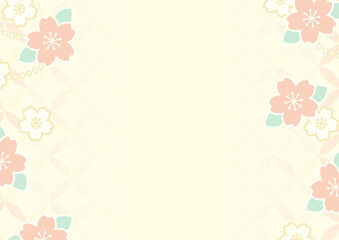 桜と七宝文様の和風背景フレーム｜やさしい春色・文字入れ余白あり A4 高画質