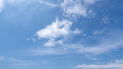 Beautiful Blue Sky with White Cumulus Clouds