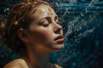 An abstract portrait blending water