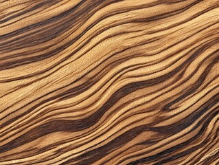 Planed Zebrano Wood with Wavy Grain and Smooth Texture