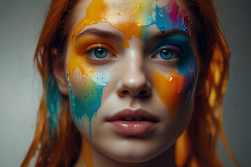 A translucent face formed by liquid color