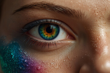 A translucent face formed by liquid color