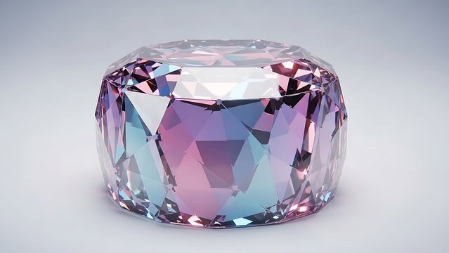 A large, faceted crystal with iridescent colors reflecting light. - Powered by Adobe
