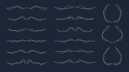 Gold Botanical Divider Collection Wedding Border Set.Vector Illustration