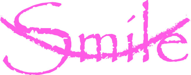  pink handwritten word 'smile' 