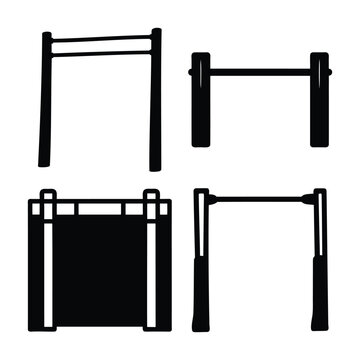 Collection of diverse pull up and parallel bars for comprehensive strength training