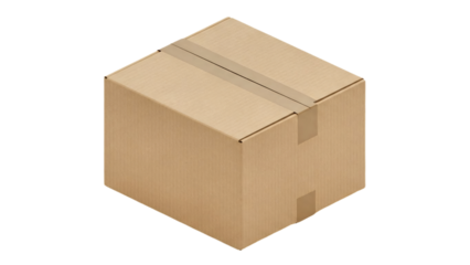 Closed cardboard box, ready for shipping transparent background