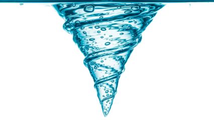 A swirling vortex of clean, clear water. The motion of the water creates a mesmerizing spiral shape, perfect for conceptual themes.  transparent background