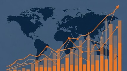 Global business growth chart with increasing trends worldwide