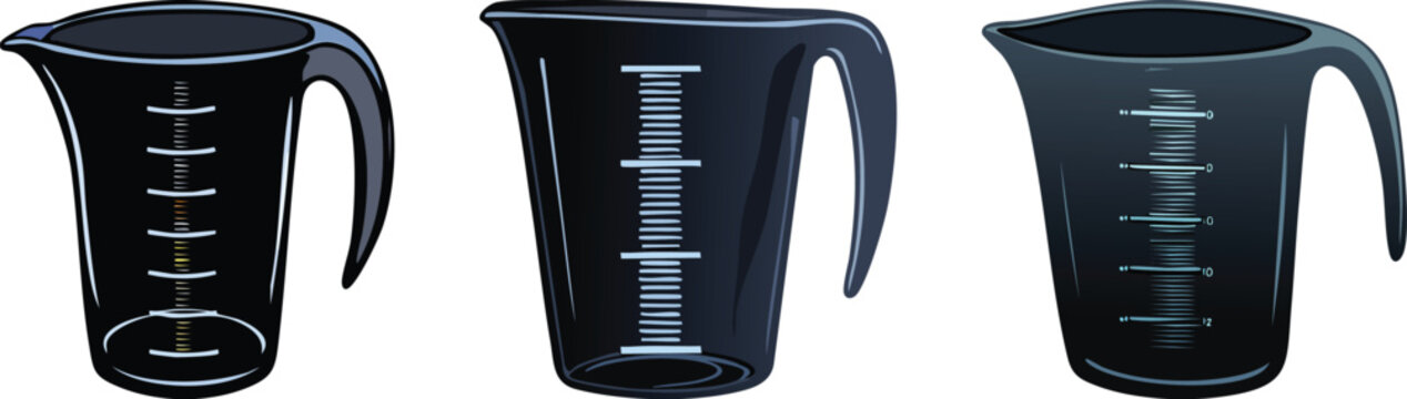 Black silhouette measuring cup icon with gradient lines handle kitchen tool graphic utensil minimal illustration