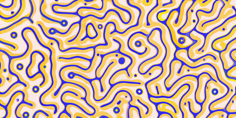 Fototapeta premium Abstract background with flowing yellow and blue organic shapes