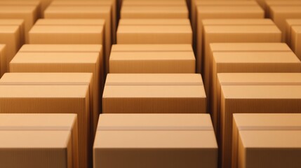 Cross border trade, A close-up view of neatly arranged cardboard boxes, showcasing their texture and lines in a uniform pattern.