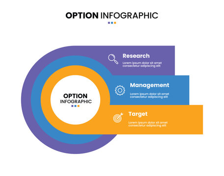 3 step, option, part or process circle wheel venn diagram infographic design