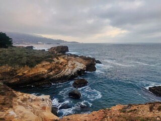 Rugged Coastal Monoliths under Overcast Sky, Big Sur © Vedant