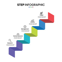 5 step staircase diagram isometric infographic element design for business timeline. Presentation template ladder elements © Sototive