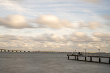 Fototapeta premium Vasco da Gama Bridge seen from riverbank