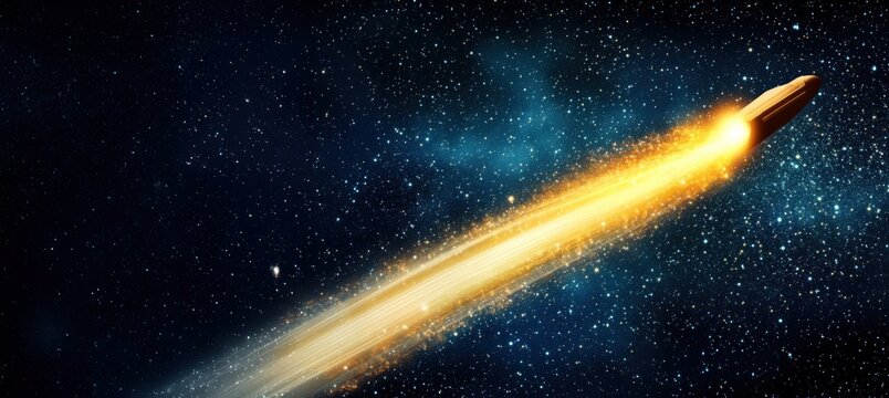 宇宙を飛ぶロケット