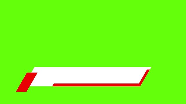 Lower third title bar on green screen. Modern white and red text box for news, interview, or broadcast overlay. Chroma key ready.