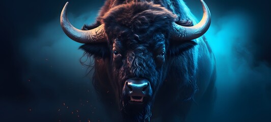realistic photo of a glossy monster bison,generative AI