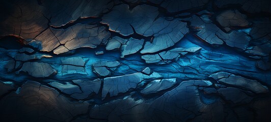 Chainsaw woodpatterns and geometric fractal fadeout ombre aqua to deep Blue tone ink,generative AI