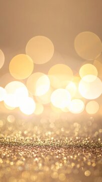 Golden Bokeh Lights and Glittering Surface Background for Celebrations.
