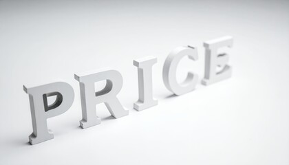 Price Concept - White Letters Spelling Price on a White Background.