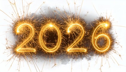 Sparkling 2026 New Year Celebration with Golden Light Trails.