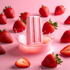 Strawberry Popsicle Splash - A Refreshing Summer Treat.