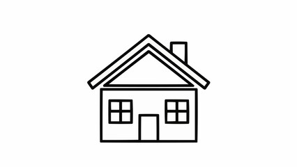 Simple Outline Drawing of a House with a Chimney.