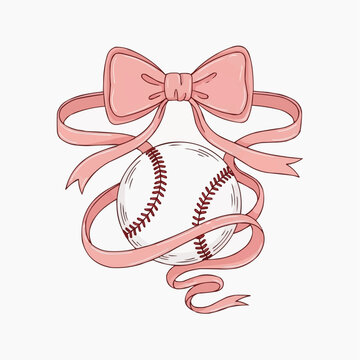 pink ribbon bow with a baseball 