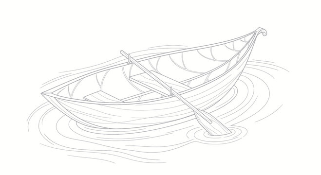 Rowing a wooden boat on rippling water.