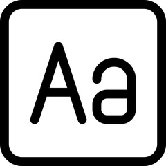 Simple black and white icon representing text editing or typography on a square background