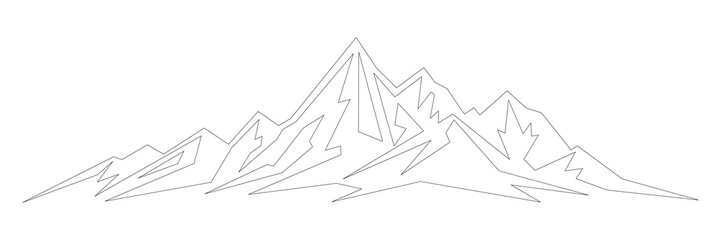 Mountain vector drawing, line art vector, minimalism, isolated on white background © Valerii