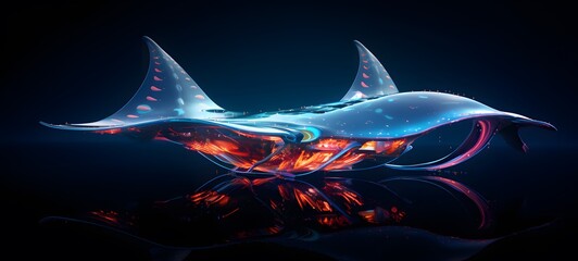 realistic photo of a glossy manta birostris ship,generative AI