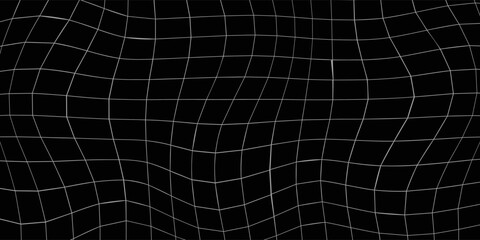 Abstract futuristic perspective grid box. Abstract wireframe with white grid line on black background. modern design