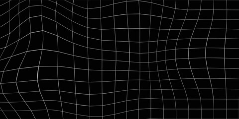 Abstract futuristic perspective grid box. Abstract wireframe with white grid line on black background. vector illustration eps10