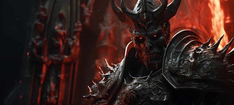 realistic photo of a glossy King of Hell ,generative AI