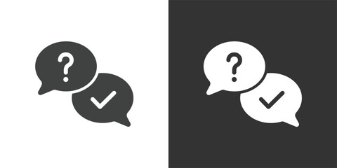 Verified Q&A icon. Solid glyph series icon