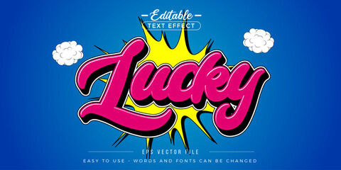 Cartoon style lucky text, editable text effect.
